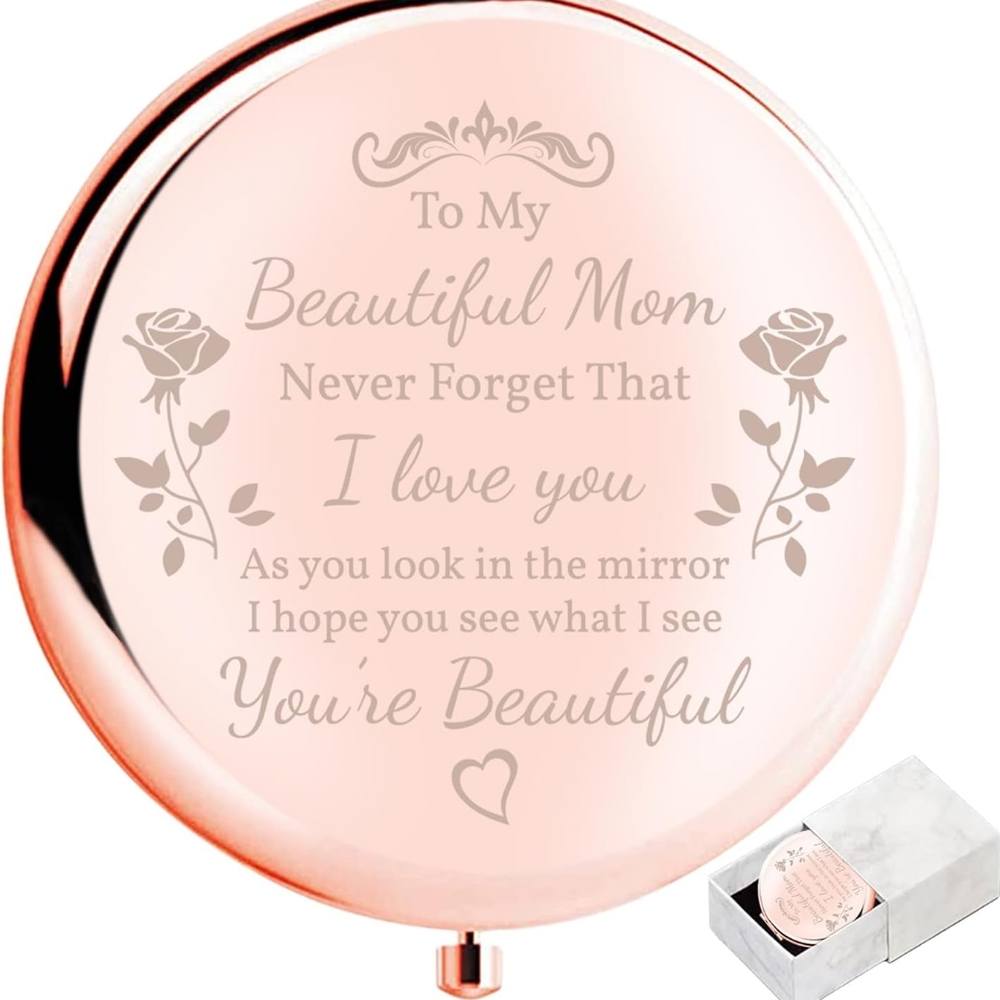 Rose Gold Compact Mirror for Mom